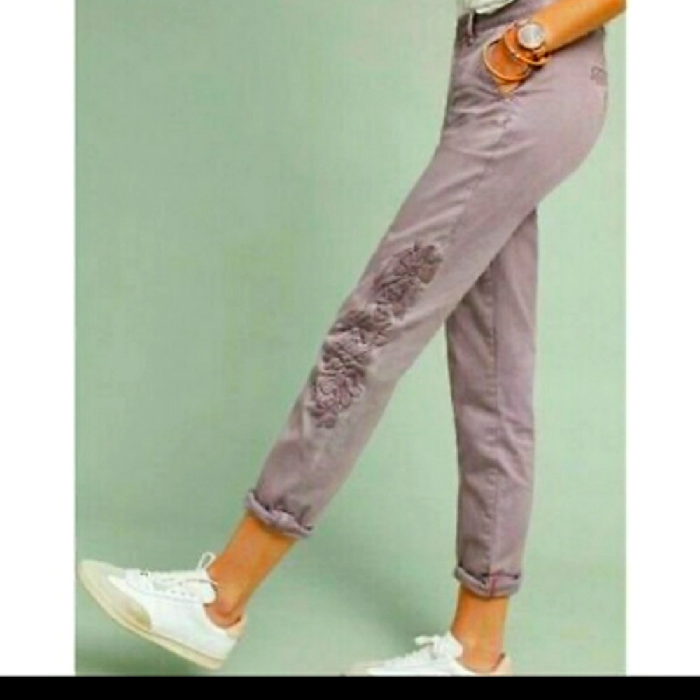 Chino | Anthropologie embroidered pants